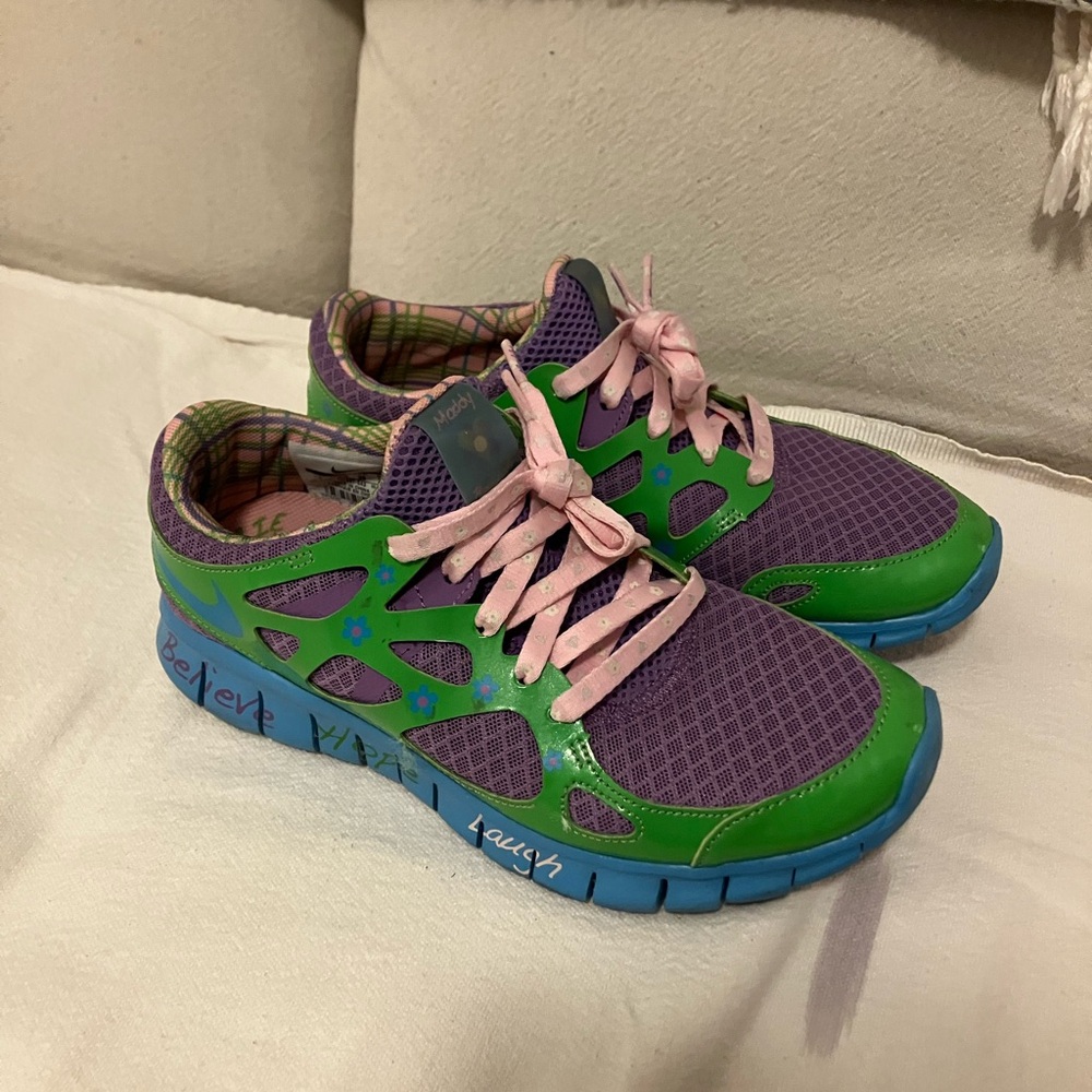 Nike Free Run 2 Retro Doernbecher Violet/Turquoise Blue Women's Shoes Size 7